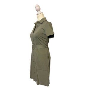Club Monaco Short Sleeve Sage Belted Button Down Shirt Dress Size XS
